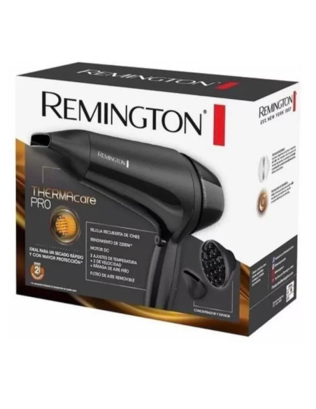 Secador De Cabello Remington Thermcare 1900 W 2 Vel. 3 Ajustes Negro