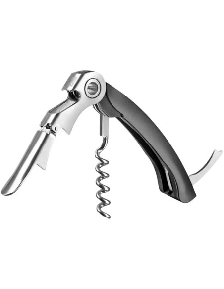 Sacacorchos Doble Bisagra Vacu Vin Cortador Papel Aluminio Negro