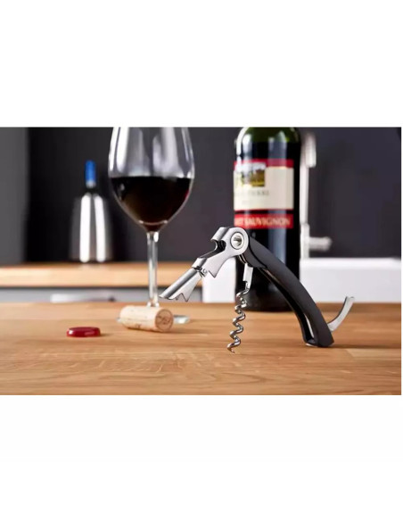 Sacacorchos Doble Bisagra Vacu Vin Cortador Papel Aluminio Negro