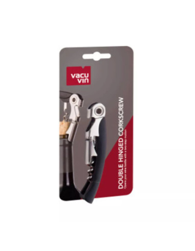 Sacacorchos Doble Bisagra Vacu Vin Cortador Papel Aluminio Negro