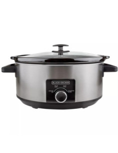 Olla De Coccion Lenta Black Decker Capacidad 7 L 3 Ajustes 320 W Perilla Tapa Vidrio Sylver