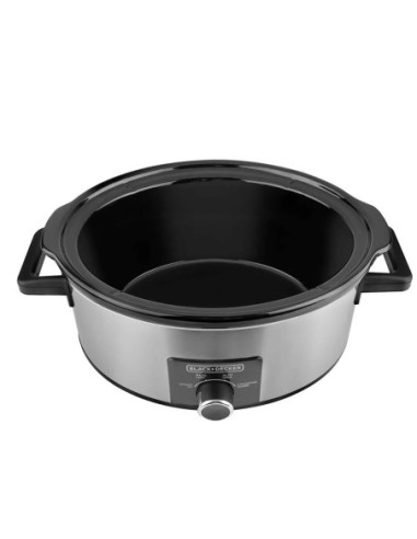 Olla De Coccion Lenta Black Decker Capacidad 7 L 3 Ajustes 320 W Perilla Tapa Vidrio Sylver