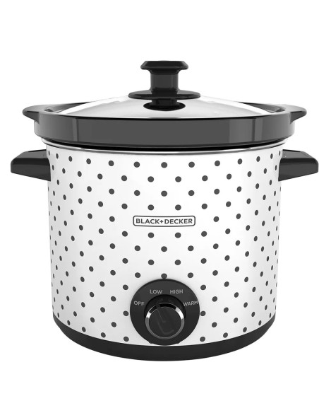 Olla De Coccion Lenta Black Decker Capacidad 4 L 3 Ajustes 200 W Perrilla Tapa Vidrio Blanco