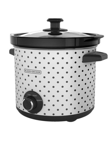 Olla De Coccion Lenta Black Decker Capacidad 4 L 3 Ajustes 200 W Perrilla Tapa Vidrio Blanco