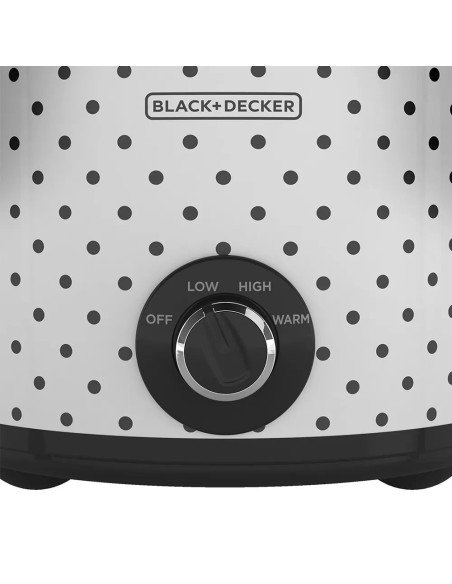 Olla De Coccion Lenta Black Decker Capacidad 4 L 3 Ajustes 200 W Perrilla Tapa Vidrio Blanco