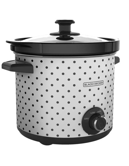 Olla De Coccion Lenta Black Decker Capacidad 4 L 3 Ajustes 200 W Perrilla Tapa Vidrio Blanco