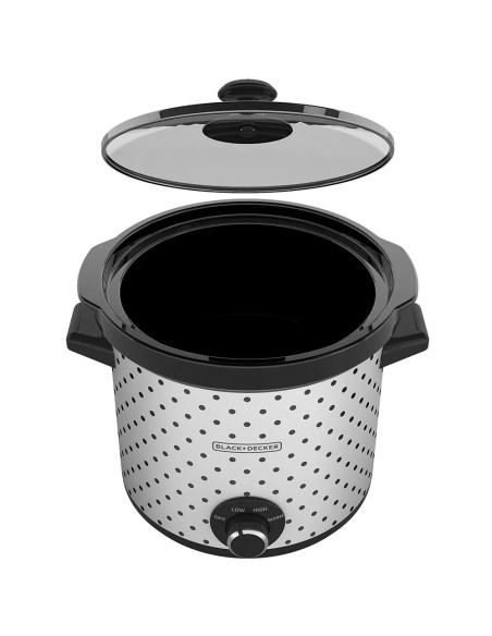 Olla De Coccion Lenta Black Decker Capacidad 4 L 3 Ajustes 200 W Perrilla Tapa Vidrio Blanco