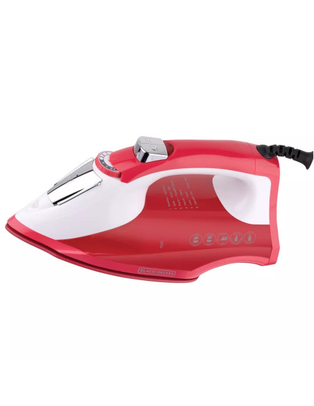 Plancha De Ropa Black Decker Light Easy 1200 W Suela Antiadherente Cerámica Smartsteam Blanco Rojo