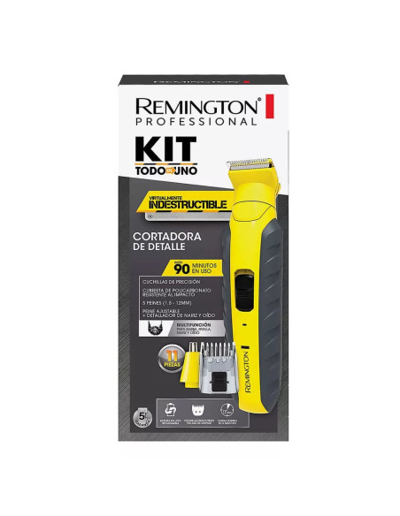 Recortadora Todo En 1 Remington Indestructible Recargable Cuchillas Acero Inox  Amarilla