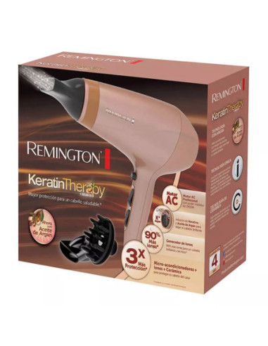 Secador De Cabello Remington Con Terapia De Keratina 1900 W 3 Ajustes 2 Vel Rosado