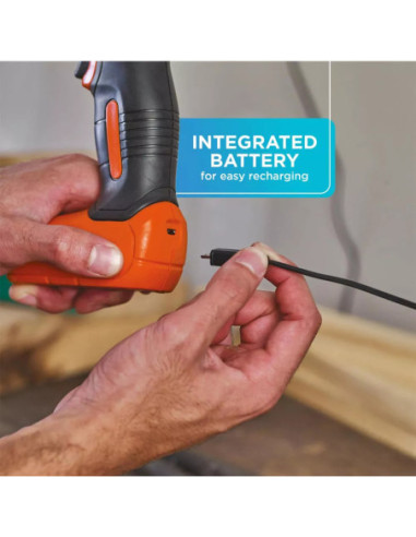 Taladro Atornillador Black Decker Inalámbrico USB 8 V Ion Litio LED 3 8 Pulg Mandril Tomate