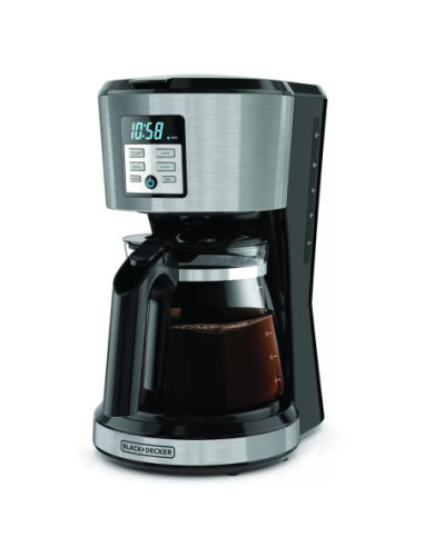 Cafetera Black Decker 12 Tazas Programable Digital Con Jarra De Vidrio Negra