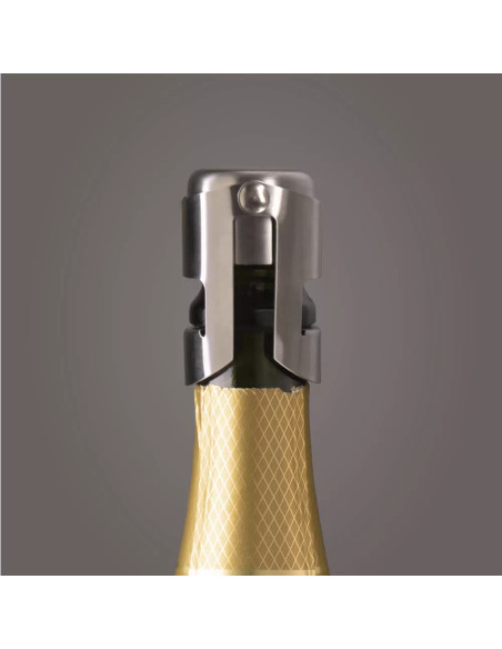 Tapon Al Vacío Para Champagne Vacu Vin De Acero Inox. Color Gris