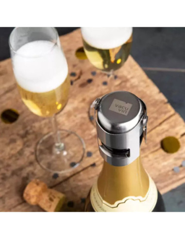 Tapon Al Vacío Para Champagne Vacu Vin De Acero Inox. Color Gris
