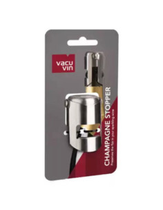 Tapon Al Vacío Para Champagne Vacu Vin De Acero Inox. Color Gris