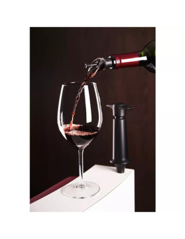 Bomba Al Vacío Vacu Vin 1 Tapon Y Vertidor Para Consevar Vino Color Negro