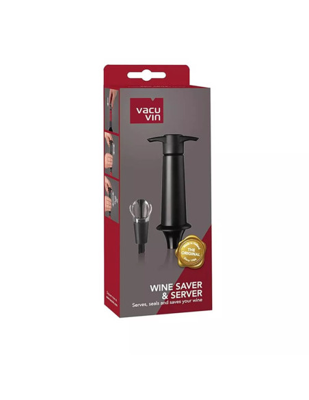 Bomba Al Vacío Vacu Vin 1 Tapon Y Vertidor Para Consevar Vino Color Negro