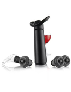 Bomba Al Vacío Vacu Vin Concerto 3 Tapones 1 Vertidor De Vino Color Negro
