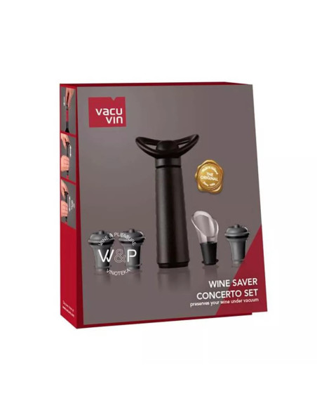 Bomba Al Vacío Vacu Vin Concerto 3 Tapones 1 Vertidor De Vino Color Negro
