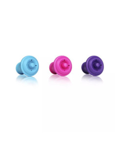 Tapon Al Vacío Para Vino Vacu Vin 3Pcs Color Rosa/Celeste/Morado