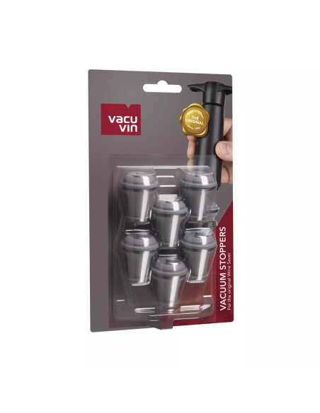 Tapon Al Vacío Para Vino Vacu Vin 6Pcs Color Gris