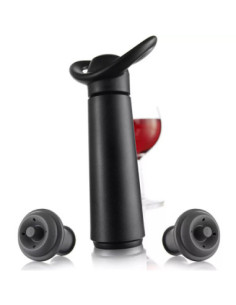 Bomba Al Vacío Vacu Vin Concerto 2 Tapones Para Consevar Vino Color Negro