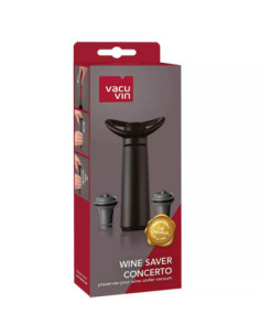 Bomba Al Vacío Vacu Vin Concerto 2 Tapones Para Consevar Vino Color Negro 2