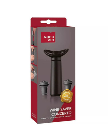 Bomba Al Vacío Vacu Vin Concerto 2 Tapones Para Consevar Vino Color Negro