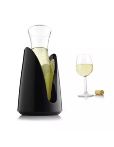 Enfriador Activo En Recipiente Vacu Vin Plástico Con Jarra De Cristal 1 L Negro