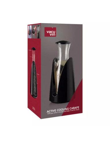 Enfriador Activo En Recipiente Vacu Vin Plástico Con Jarra De Cristal 1 L Negro