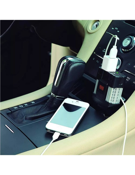 Cargador Para Auto Black Decker 100 Watts Varios Aparatos Giratorio Negro