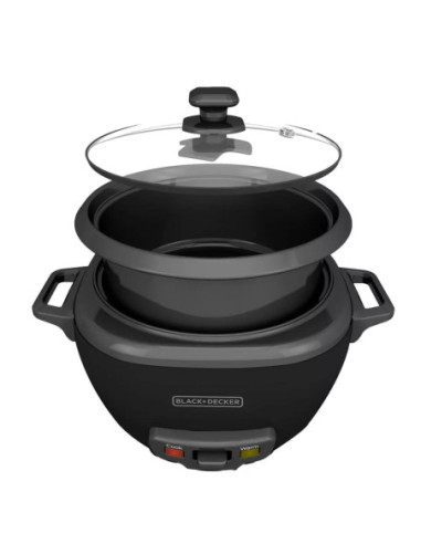 Olla Arrocera Black Decker Capacidad 7 Tzs 2 L Tapa Vidrio Negra