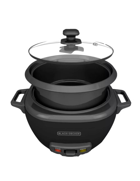 Olla Arrocera Black Decker Capacidad 7 Tzs 2 L Tapa Vidrio Negra