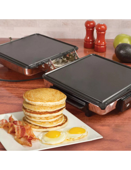 Waflera Black Decker 3 En 1 Parillas Reversibles Antiadherente Silver