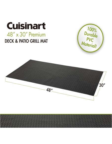 Tapete Premium Cuisinart 48X30Pulg. Para Parrilla-Ahumador Pvc Terraza-Patio Negro