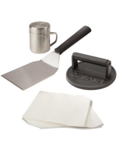 Set Herramientas Para Hamburguesas Aplastadas Cuisinart 3Pcs Para Parrilla Acero Inox.