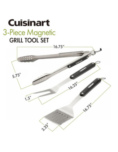 Set Herramientas Magneticas Cuisinart 3Pcs Para Parrilla Acero Inox.