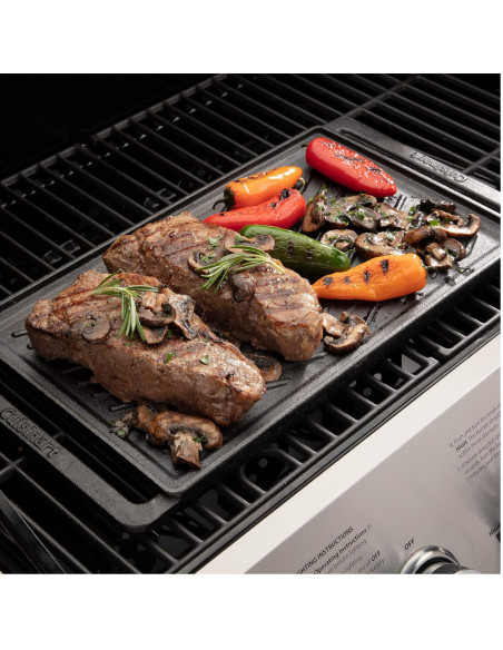 Bandeja Cuisinart 19X9.5Pulg. Antiadh. Reversible Para Parrilla Hierro Fundido Negro