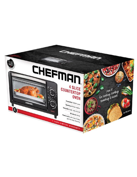 Horno Tostador Chefman 4 Rebanadas 1000 W 45 L Programable Negro