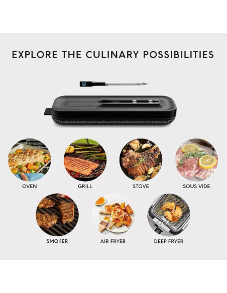 Termometro Chef Iq Inalámbrico 1 Sonda Smart Bt Wi-Fi Para Proteina Negro