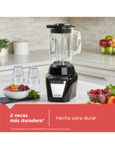 Licuadora Black Decker Ice Crush 8 Vel. 700 W Jarra Vidrio 1.25 L 2 Vasos Mini 200 ml Negra