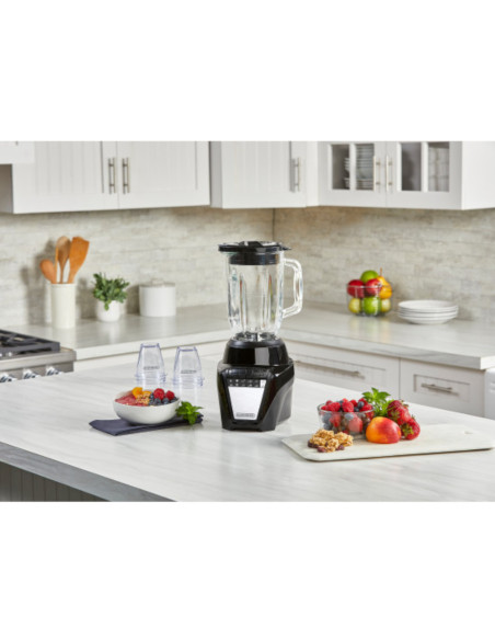 Licuadora Black Decker Ice Crush 8 Vel. 700 W Jarra Vidrio 1.25 L 2 Vasos Mini 200 ml Negra