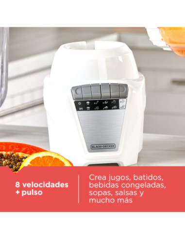Licuadora Black Decker Ice Crush 8 Vel. 700 W Jarra Vidrio 1.25 L Jarra Plástico 1.65 L Blanca
