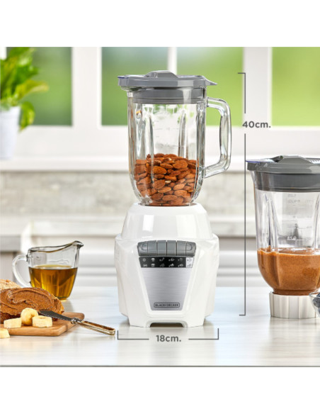 Licuadora Black Decker Ice Crush 8 Vel. 700 W Jarra Vidrio 1.25 L Jarra Plástico 1.65 L Blanca