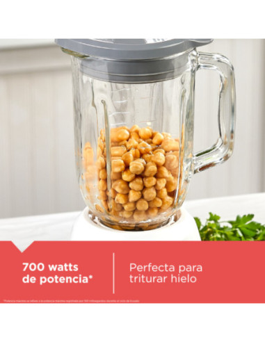 Licuadora Black Decker Ice Crush 8 Vel. 700 W Jarra Vidrio 1.25 L Jarra Plástico 1.65 L Blanca