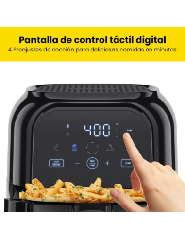 Freidora De Aire Turbofry Chefman 5.5 L 1500 W Pantalla Touch-Indicador Shake- Color Negro