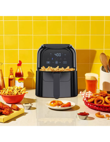 Freidora De Aire Turbofry Chefman 5.5 L 1500 W Pantalla Touch-Indicador Shake- Color Negro