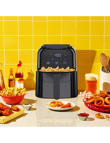 Freidora De Aire Turbofry Chefman 5.5 L 1500 W Pantalla Touch-Indicador Shake- Color Negro