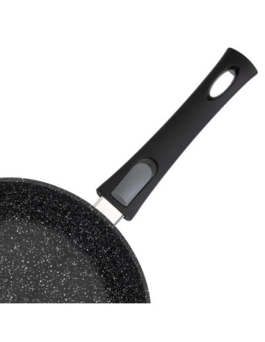 Sarten Resto Antiadh. De Marmol 24 cm Ancho 6.8 cm Alto Aluminio Forjado-Mango Plástico Todo Tipo De Cocina Negro