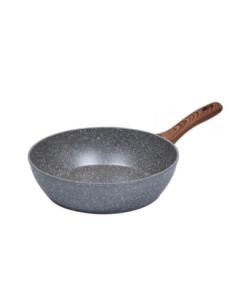 Sarten Resto Antiadh. Revest. granito 20 cm Ancho 6 cm Alto Aluminio Forjado-Mango Madera Todo Tipo De Cocina Aquila